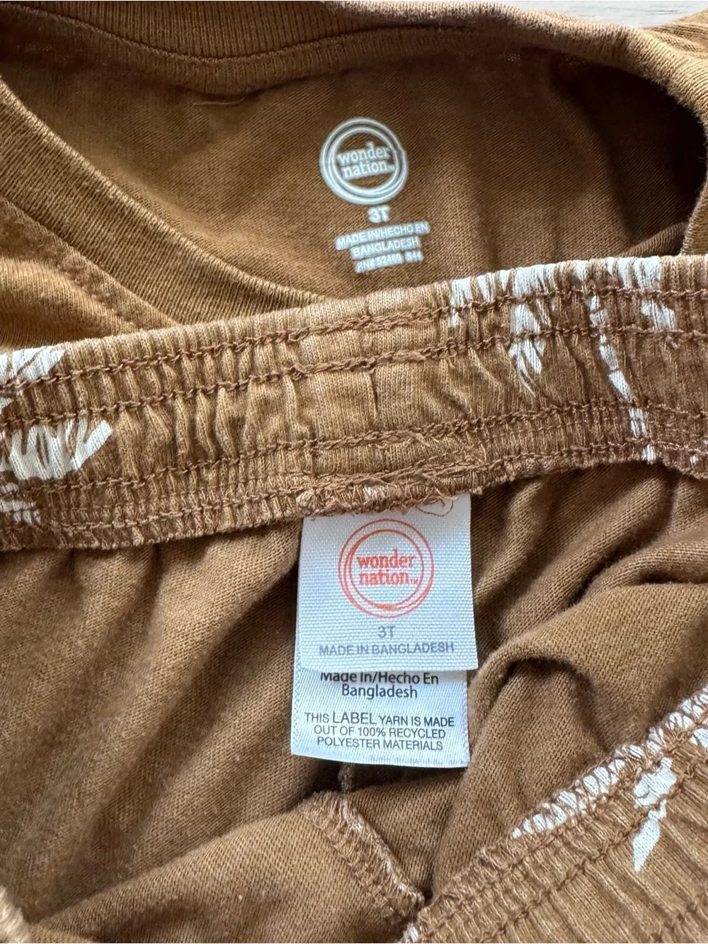 Wonder Nation Brown Palm Tree Pajama Set 3T